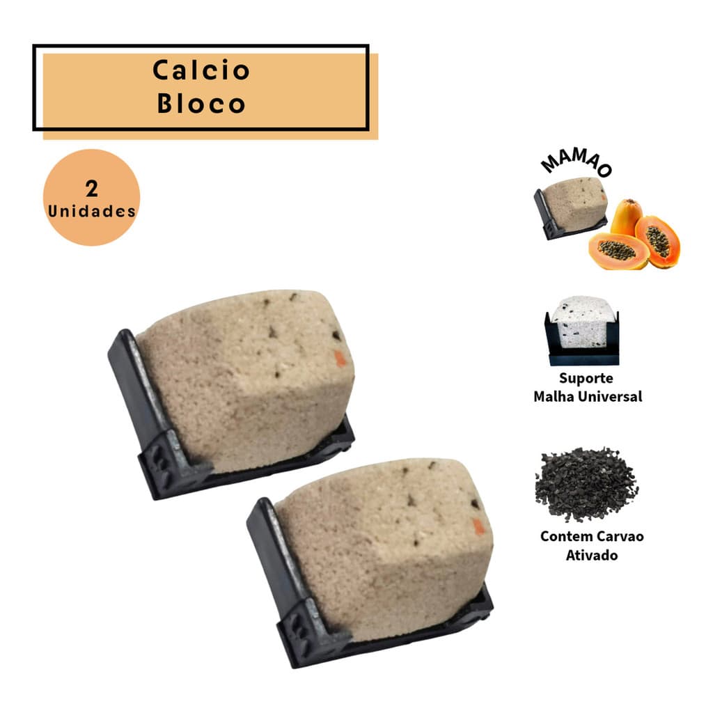 2 Pedras Calcio Sabores C/ Carvao Ativado Minerais -Passaros