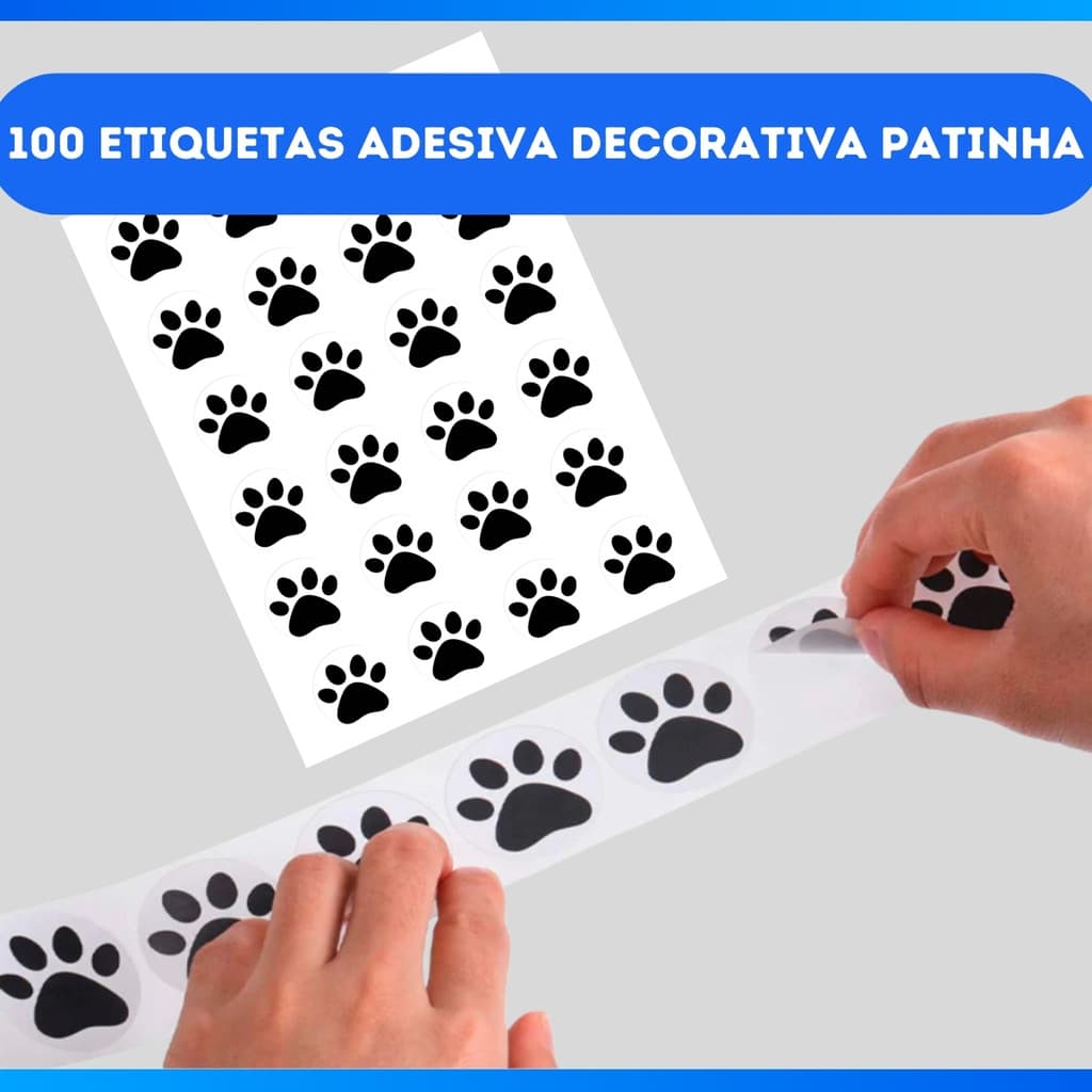 100 Etiquetas Adesiva Decorativa Patinha Gato, Cachorro, Cão, Dog, Cat, Pet Caixinhas, Envelopes - OFERTA