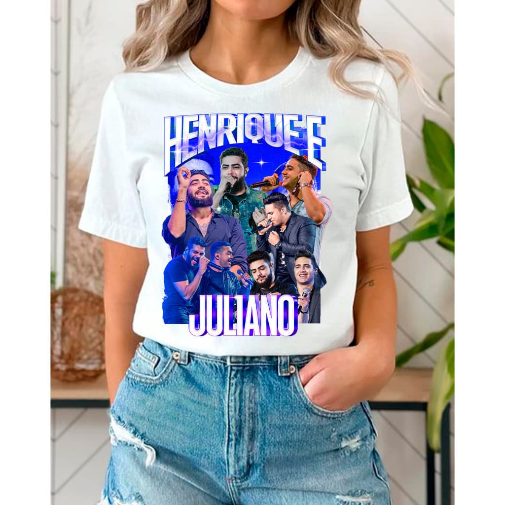 Camiseta feminina Henrique e Juliano fã Show Turnê  Blusa Básica Casual Unissex algodão envio já