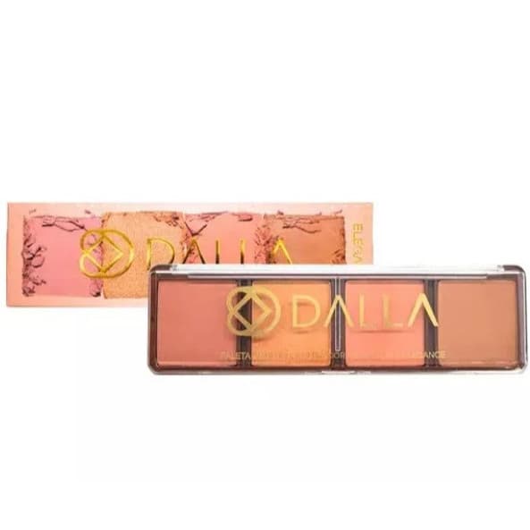 Paleta de Blush Iluminador e Contorno Dalla Elegance 3 em 1 Textura Aveludada