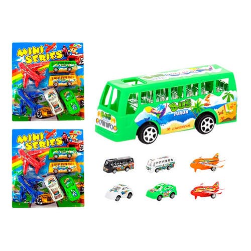 Kit Brinquedos Carrinho Ônibus Avião A Fricção Promoção Sortidos 6 Unidades Coleção