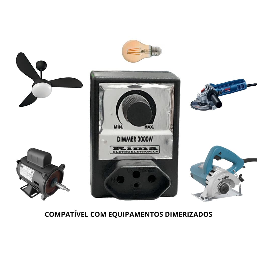 Variador De Velocidade Dimmer Regulador com Tomada 3000w X 220v
