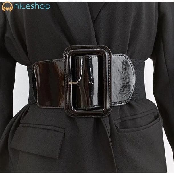 Cinto De Couro Envernizado De Luxo Elástico Largo Feminino Para Vestido