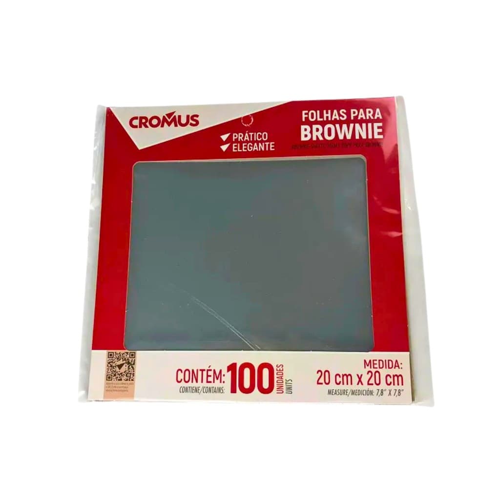 Folha para Brownie Trasparente Cromus Contém 100 Unidades 20cm × 20cm