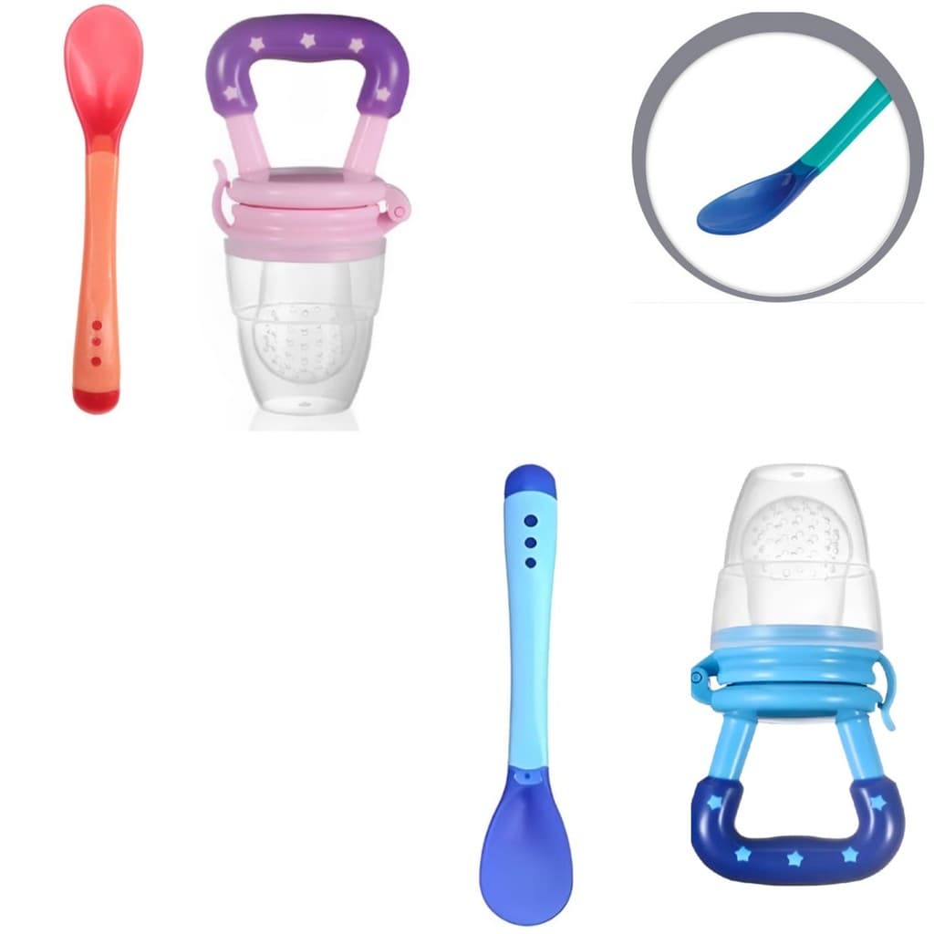 Kit Chupeta Alimentadora Porta Frutinha + Colher Termometro Colher Papinha