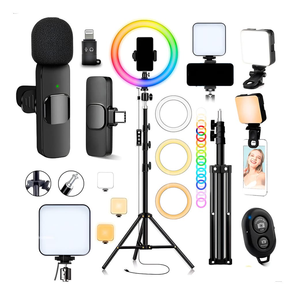 Iluminador Luz Preenchimento Ringlinght Rgb Lapela Bluetooth