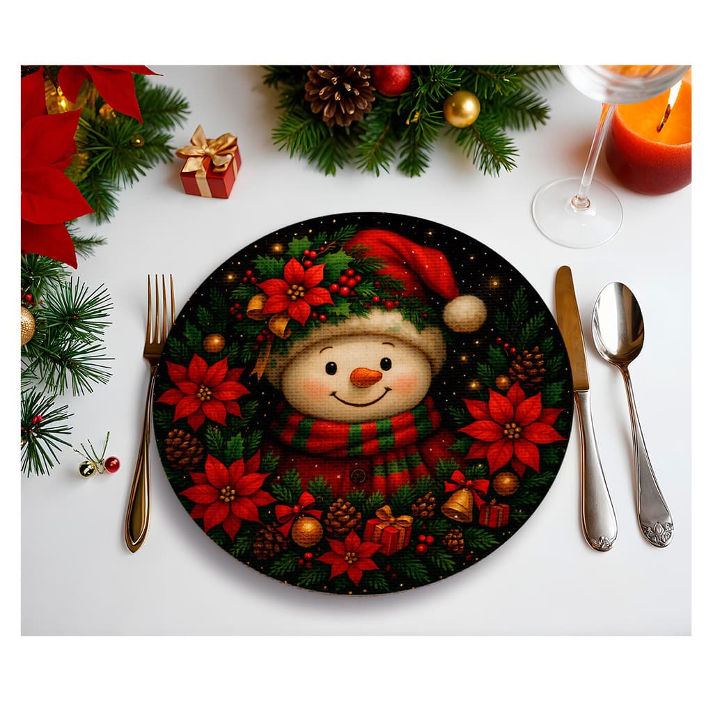 Kit Decoração 12 Capas Sousplat Natal Personagens Exclusivos Em Tecido 3D 35cm x 35cm