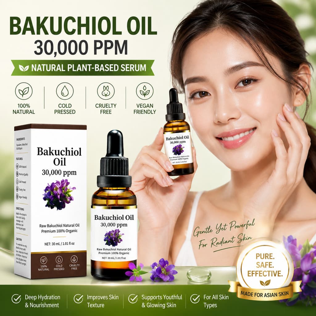 30ml De Óleo Bakuchiol Orgânico Premium , Soro Facial Natural À Base De Plantas Com Esqualano E Pantenol , Cuidados A Pe