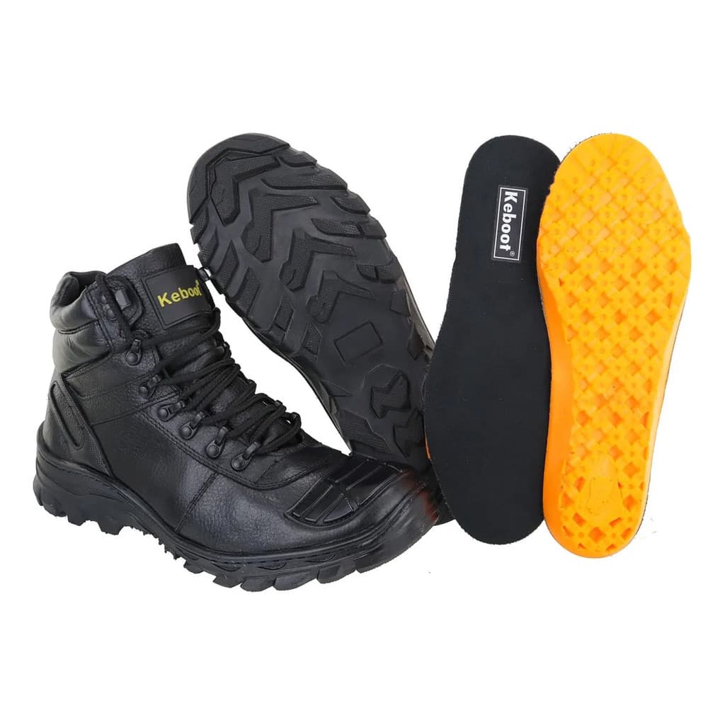 Bota Coturno Motociclista Couro Preto Protetor De Marcha
