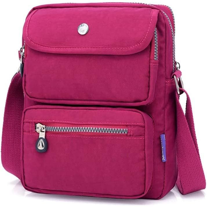 Bolsa Transversal Feminina, Bolsa de Ombro, Pequena Bolsa de Nylon Impermeável com Múltiplos Compartimentos QUMY