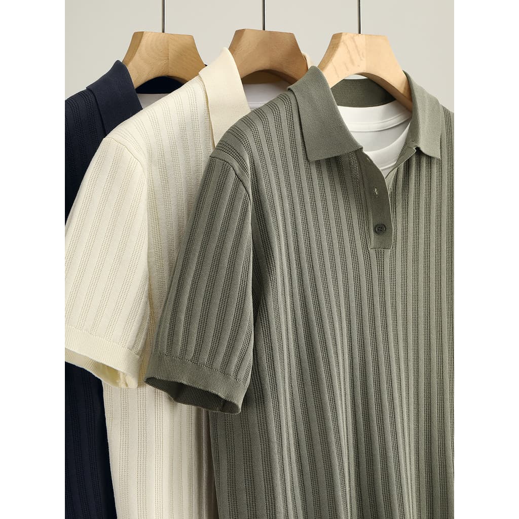 Estilo de dinheiro antigo verão pele-amigável respirável All-Match simples malha camiseta Pit Strip Jacquard textura La