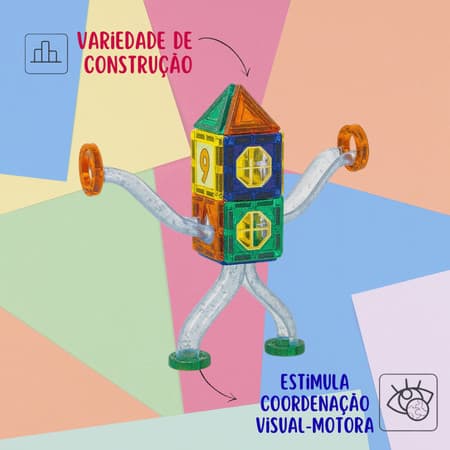 Blocos Magneticos Infantil Kidino Brinquedo Magnetico Blocos de Construir Imã Interativo Criança