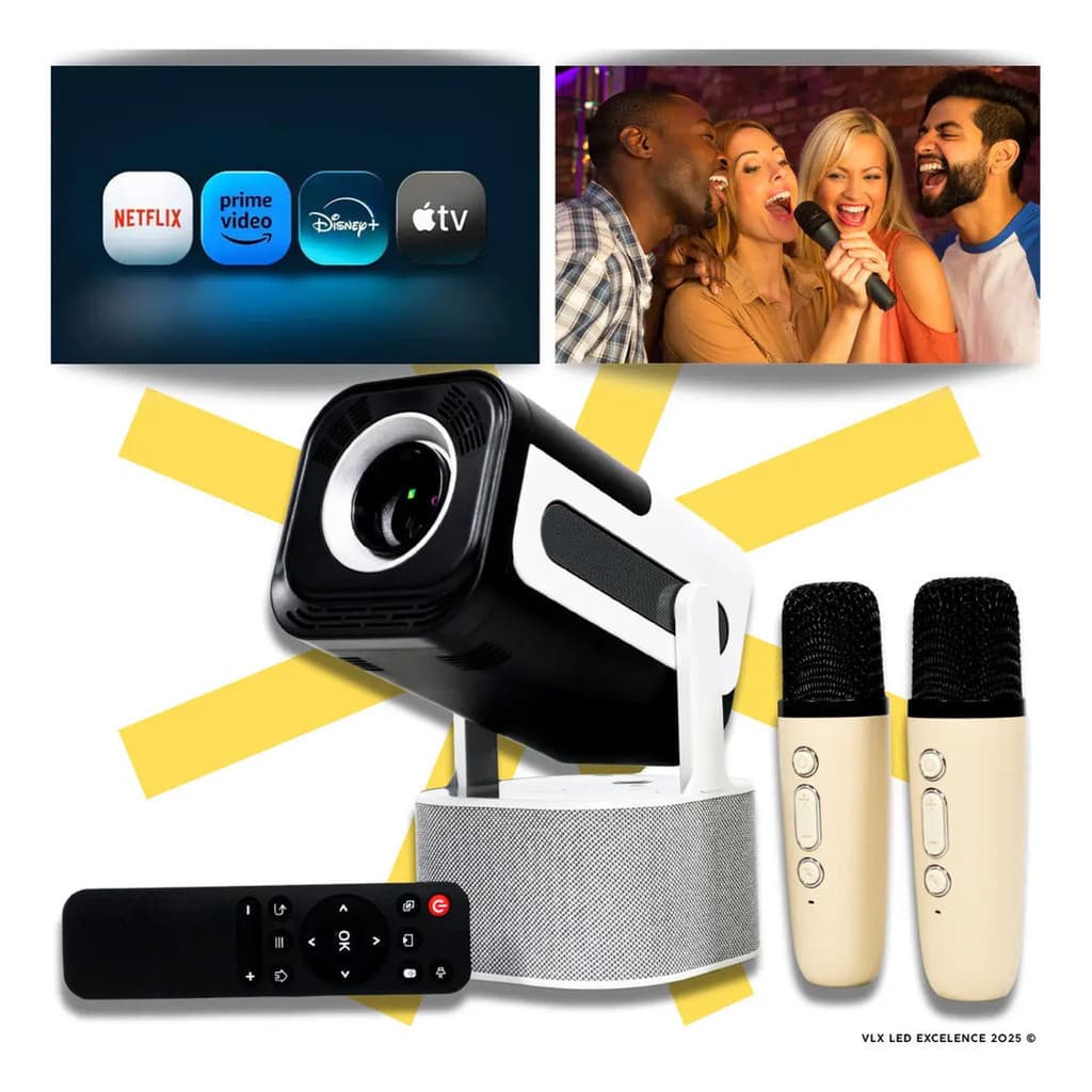 Projetor 4k Alto-falante Integrado 2 Microfones Bluetooth5.0 Projetor de imagem na parede  127/220v