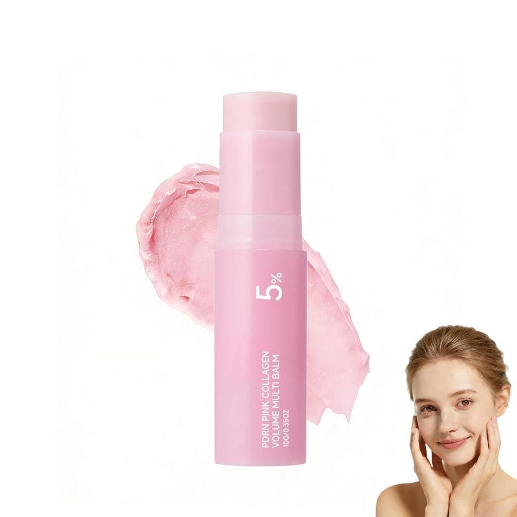 PinkCollagenVolumeMultiBalm, Cuidado Firmador e Anti-Envelhecimento para Rosto, Olhos, Pescoço, Testa, Linhas de Express