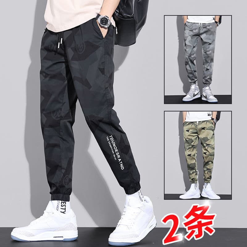 Calças casuais masculinas verão estilo fino camuflagem calças masculinas soltas All-Match na moda Leggings calças esport