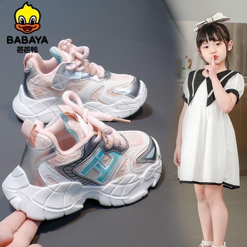 Baba pato sapatos esportivos infantis meninas moda na moda papai sapatos 2026 primavera novo estilo de sola macia respir