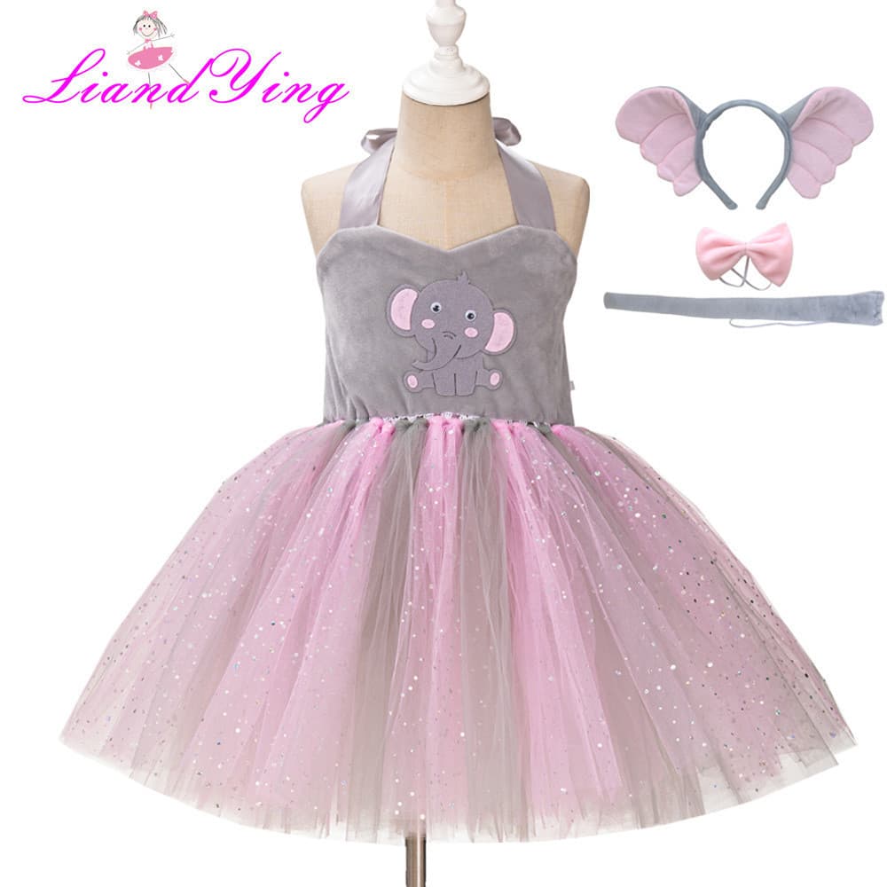 Estilo selva Animal conjunto elefante Cosplay traje meninas vestido de férias desempenho dança saia