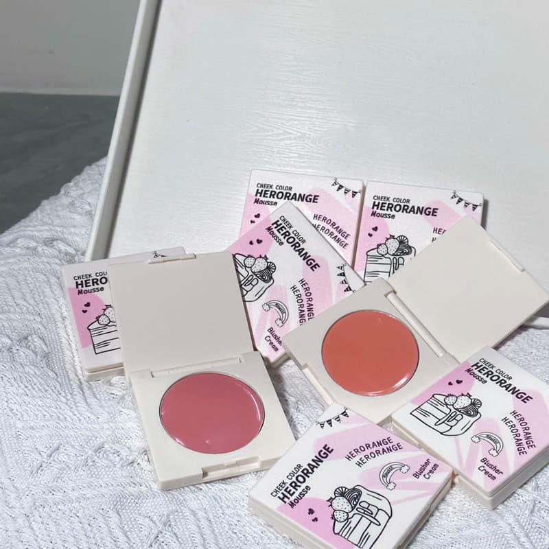 [Estoque pronto] Rosa Pêssego Mousse Blush Creme Hidratante Fit Pele de Oliva Blush Roxo Blush Azul Monocromático Blush