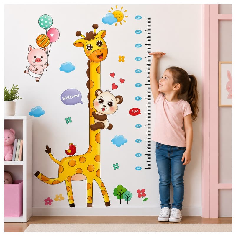 Adesivo de parede Infantil Régua de Crescimento Infantil Adesiva 180cm | Decoração Divertida para Quarto de Criança