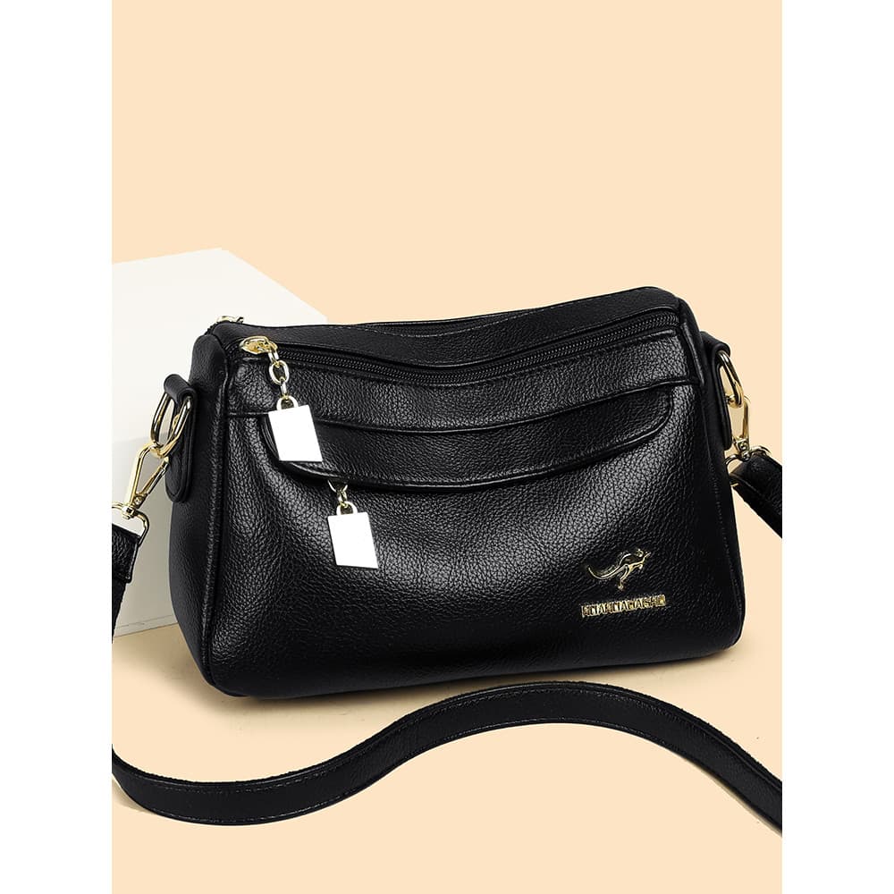 Bolsa feminina de couro genuíno 2025 outono inverno novo estilo moda mãe de meia-idade bolsa de couro macio Multi-camada