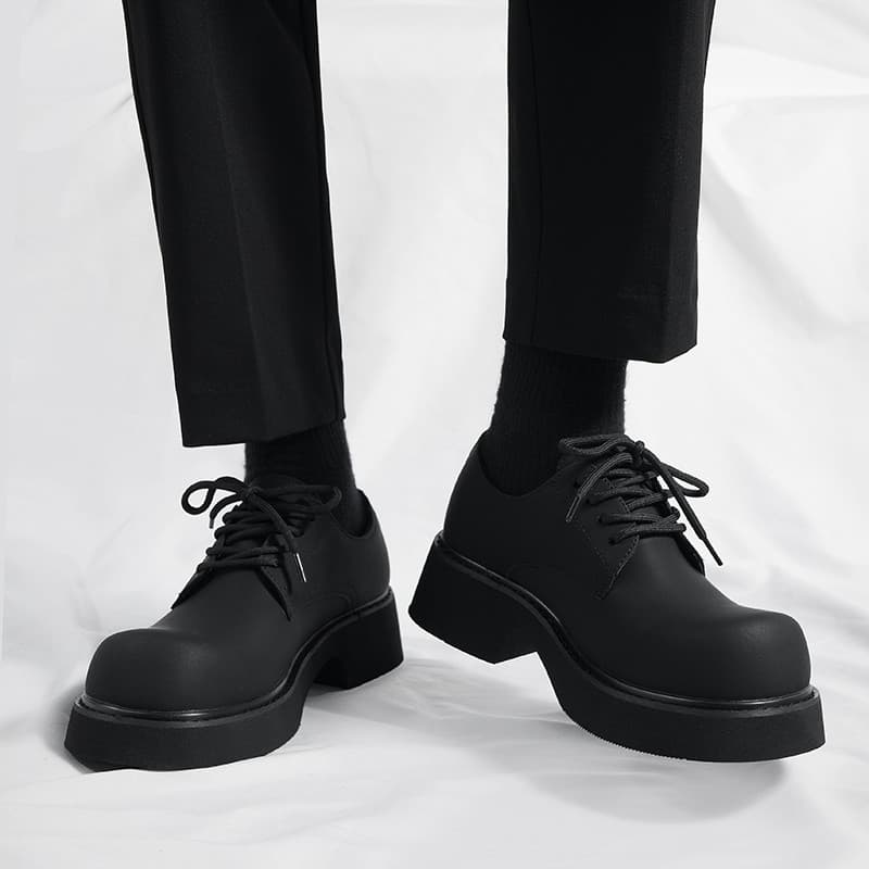 Cleanfit Derby Sapatos Masculinos De Dedo Grande High-End Britânico Sapatos De Couro Casuais De Sola Grossa Aumentada Pr