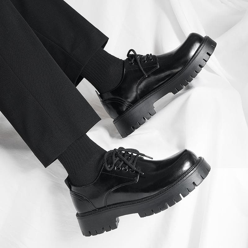 Sapatos de couro masculinos High-End de sola grossa aumentado britânico Commuter dedo grande Derby sapatos masculinos pr