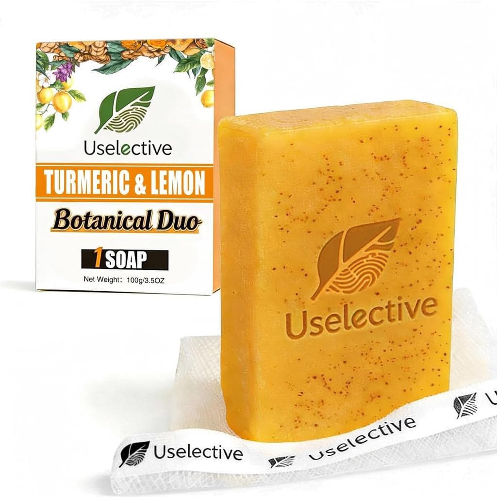 Sabonete em Barra de Limão e Cúrcuma para Manchas Escuras, com Ácido Kójico e Vitamina C - Hidratação Profunda com Amino