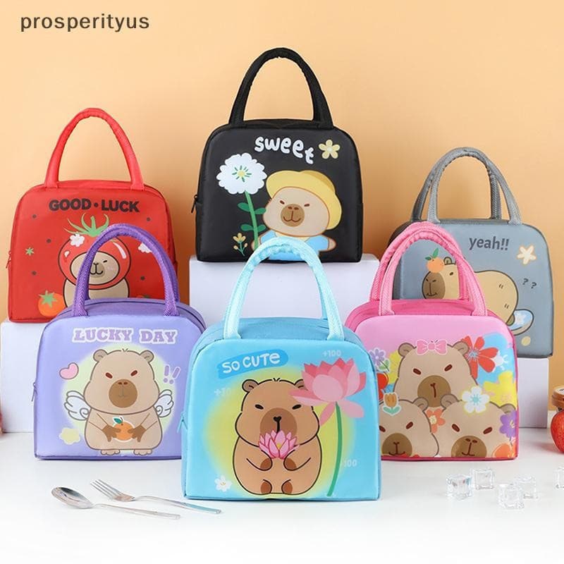 [prosperityus] Lancheira De Capivara De Desenho Animado Recipiente De Comida Isolado Bolsa Térmica Portátil Bento Box Mu