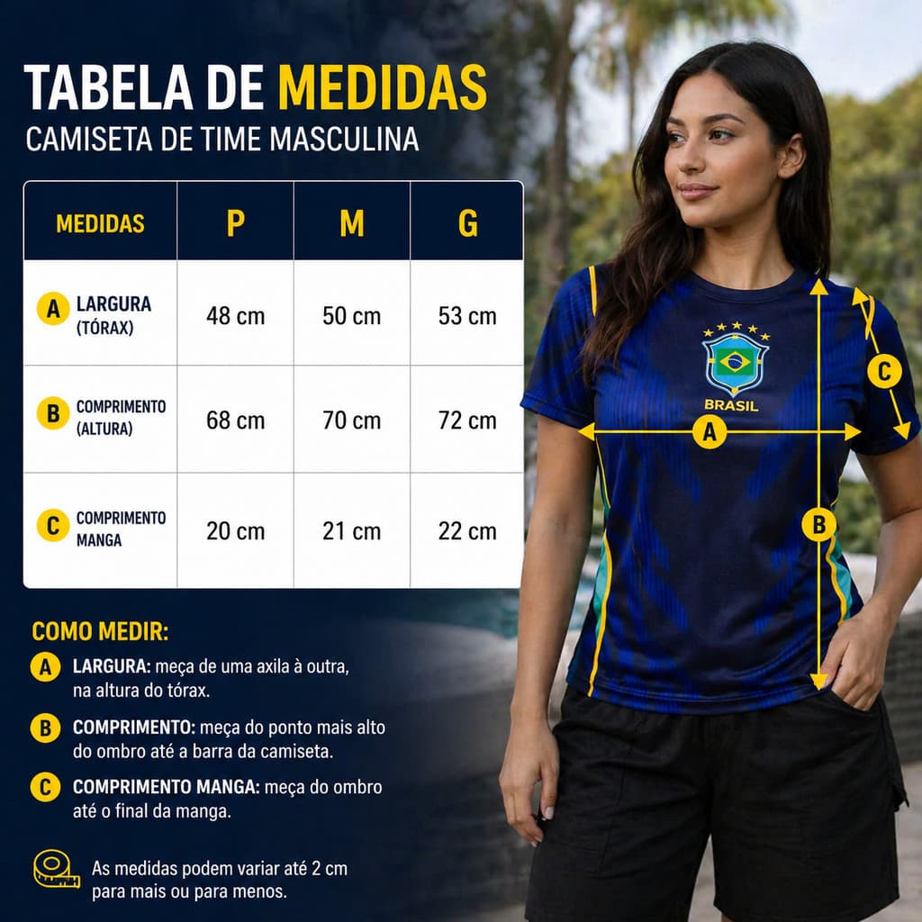 Camiseta Seleção Brasil Azul  Feminina Dry Fit Oficial– Baby Look Esportiva Confortável P M G