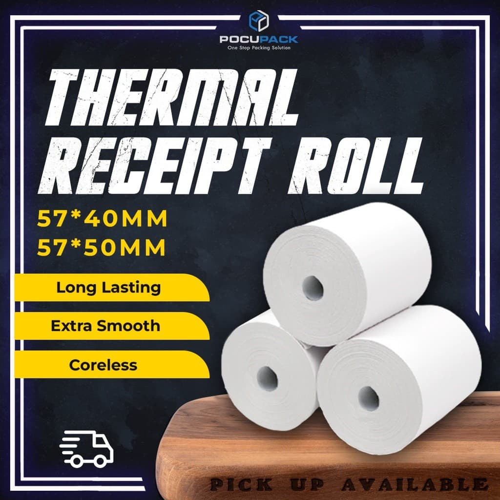 Rolo de Papel Térmico Sem Núcleo / Foodpandx, Grxb, Rolo de Papel Térmico / Papel de Recibo Térmico 57mm x 40mm, 57mm x