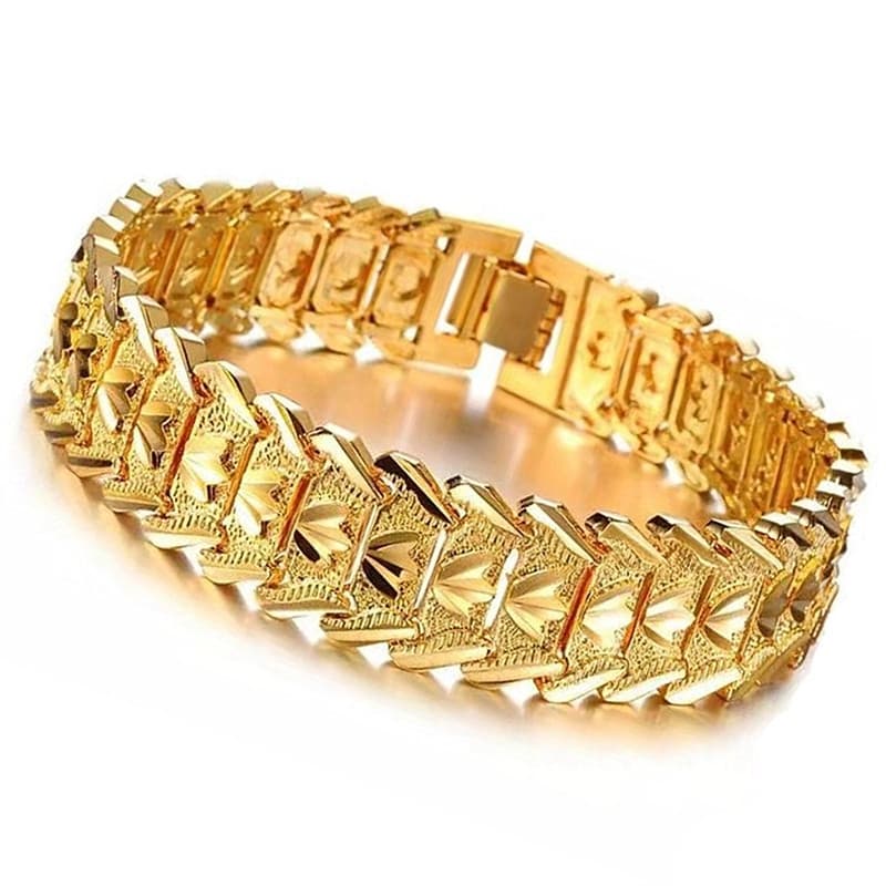 1Pc Masculino Titânio Aço Banhado Pulseira De Luxo Corrente Cubana Jóias De Inoxidável Para Casual/Formal