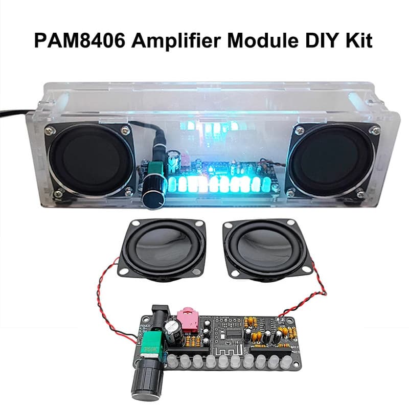 Módulo Amplificador de Som PAM8406, Kit DIY, DC5V 5W, Canal Duplo, Som Estéreo, Cabo, Indicador de Nível BT, Peças Solta