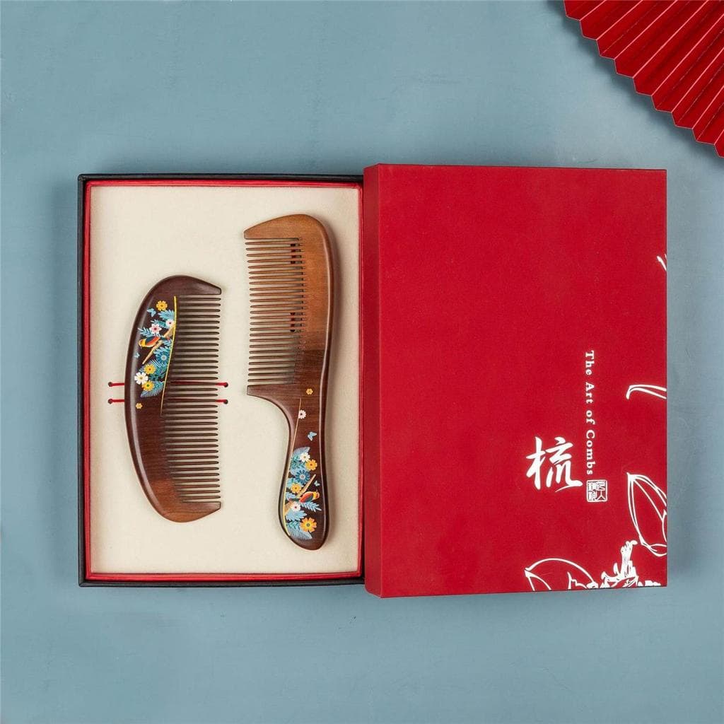 Caixa de presente de pente requintado caixa vazia estilo chinês Retro caixa de embalagem antiga caixa de jóias chifre pe