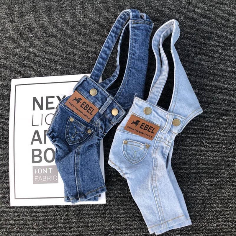 Denim Roupas Para Cães Pet Jeans Macacão Para Cães Pequenos Trajes Pug Bulldog Francês Roupas