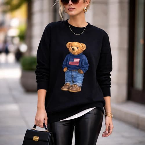 Blusa Moletom Feminino Urso Teddy Tendência Moda Blogueira