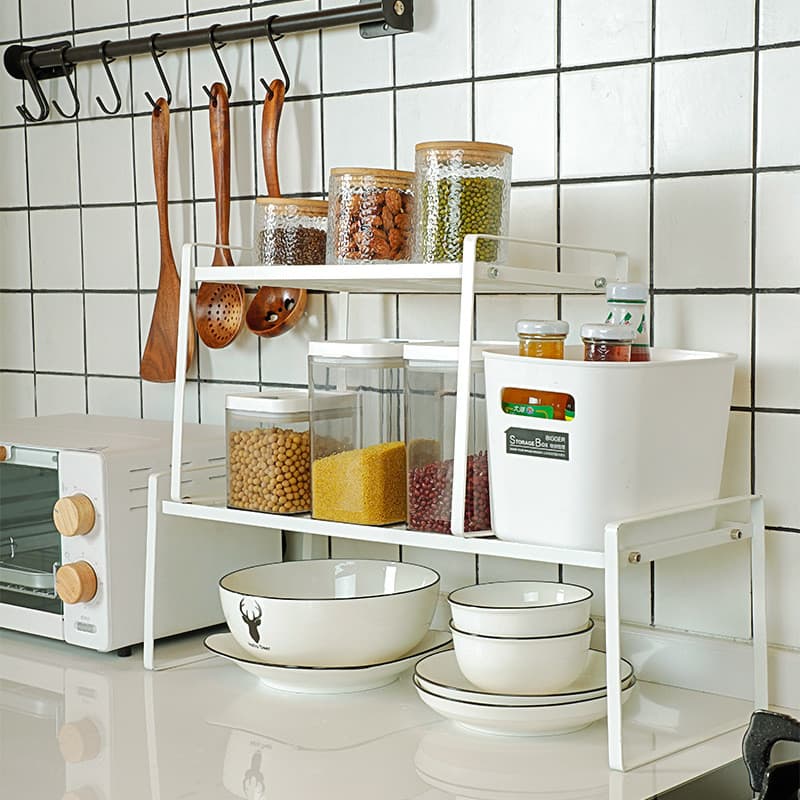 25 novo estilo prateleira de cozinha ferro destacável em camadas doméstico empilhável rack armazenamento bancada tempero