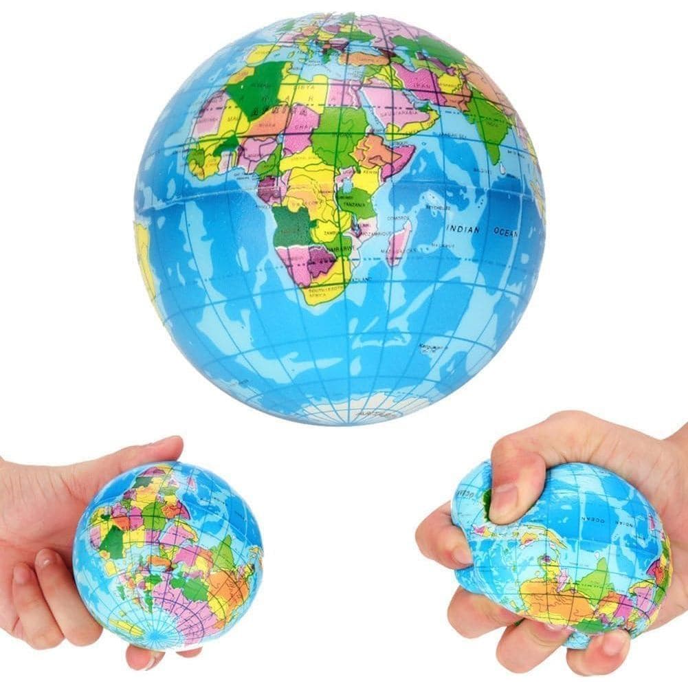 Bola Antiestresse de Apertar em Forma de Mapa Mundi Azul, Bola de Palma de Crescimento Lento para Alívio do Estresse, Pr