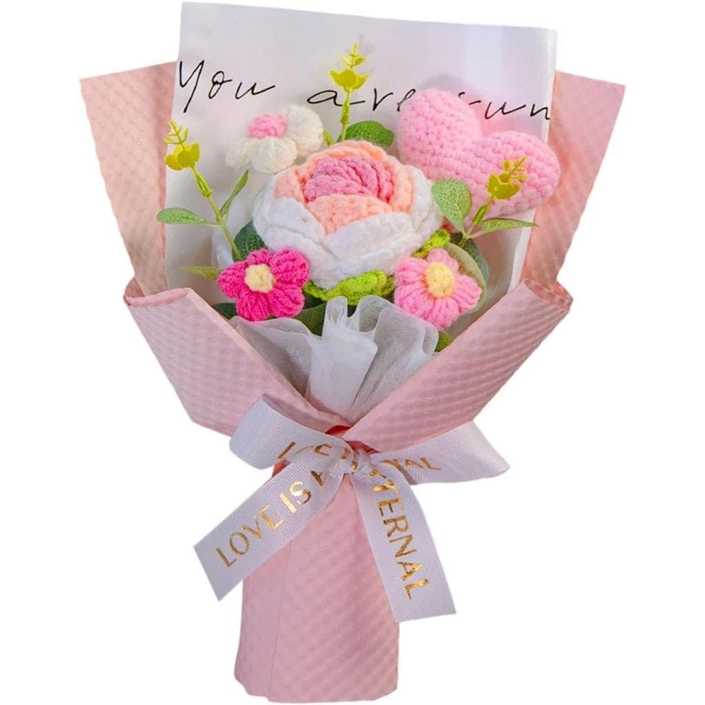 Buquê de Crochê, Buquê Artificial, Flores Tricotadas, Rosa de Crochê – Presente para Casamento, Formatura, Restaurante o