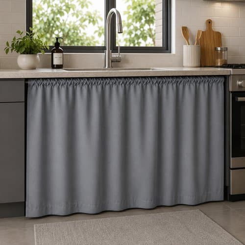 Cortina Cozinha Ocultacao Pia Cinza Decoracao Organizador Ambiente