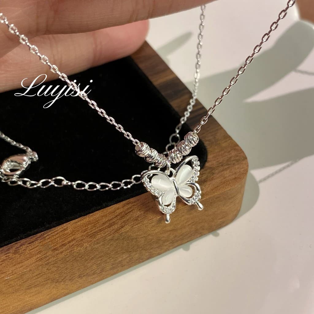 Venda Quente Novo Estilo Chinês Olho De Gato Borboleta Colar Feminino Luz Luxo Nicho Nacional Moda Versátil Clavícula Co