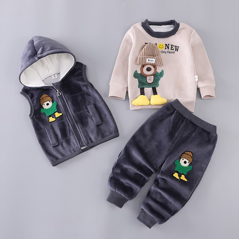 Roupa infantil para meninos, conjunto casual de primavera e outono para crianças de 0 a 4 anos, conjunto de três peças e