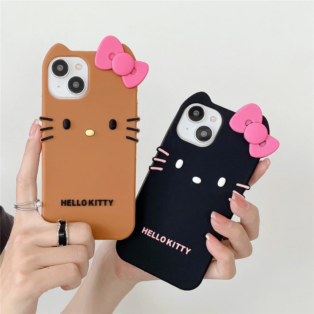 Capa de Silicone Macia 3D com Laço Sanrio para iPhone 17 Pro Max 16 15 14 13 11 12 SBZ2