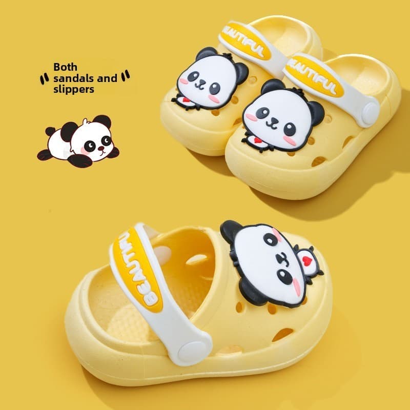 Panda crianças buraco sapatos meninas antiderrapante sandálias de verão chinelos meninos sandálias chinelos bebê ao ar l