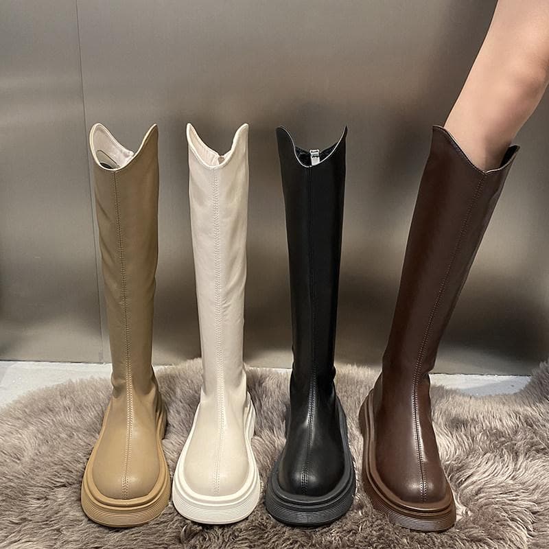 Pronto estoque marrom pequeno cano médio botas longas outono inverno forro de lã sapatos femininos 2026 venda quente tub