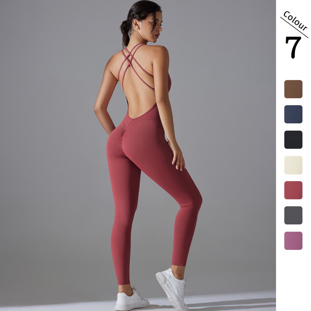 Hip-Lifting roupas de Yoga de secagem rápida magro correndo esportes cruz bela volta sem embaraçoso linha macacão de Fit