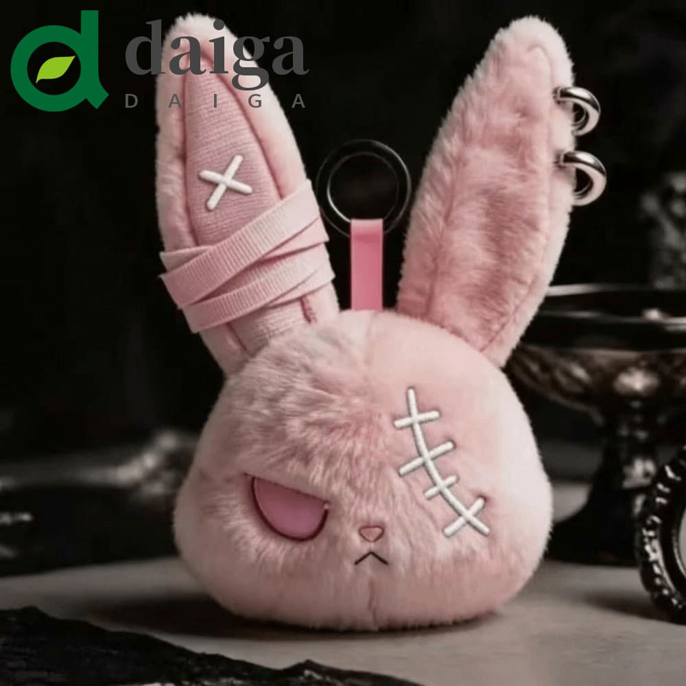 Chaveiro De Coelho Enrolado DAIGA , Brincos De Argola , De Pelúcia Gótico , Pingente De Bolsa Peluda Fofo Estilo Escuro