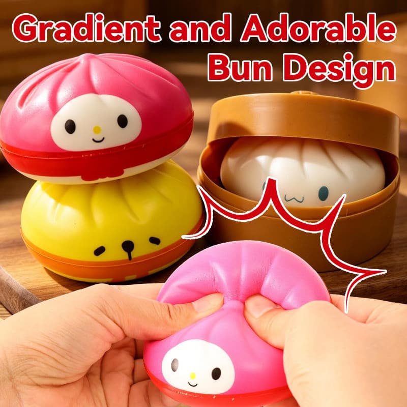1-4pcs Gradiente Cute Bun Squishy Stress Relief Toy-Soft Elastic PU Slow Rebound Squeeze Simulado Steamer Box Office Kid