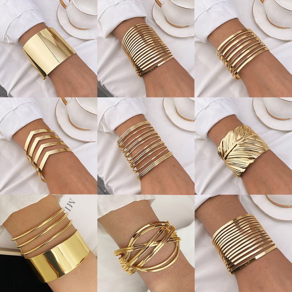 Pulseira de liga metálica estilo boêmio, elegante, ousada e única, tamanho grande.   XEKJ