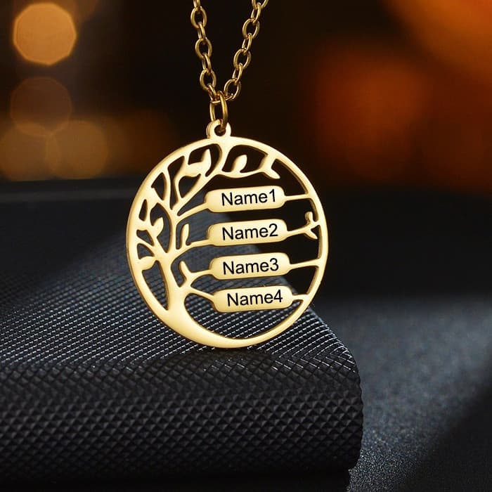 [Colar com Nome Personalizado] Pode personalizar os nomes de 1 a 6 membros da família, pingente de aço inoxidável KPDG O