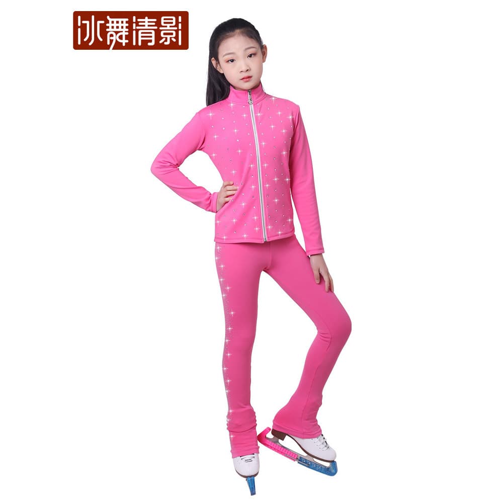 Dança no gelo Qingying padrão patinação terno crianças flor patinação treinamento terno adulto feminino forro de lã engr